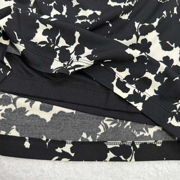 Coldwater Creek Women's Floral Scoop Neck Ruched Sheath Dress Size 4 Black White - Picture 5 of 12